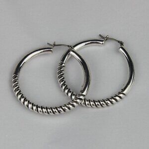 Vintage Pair of Metal Hoop Earrings